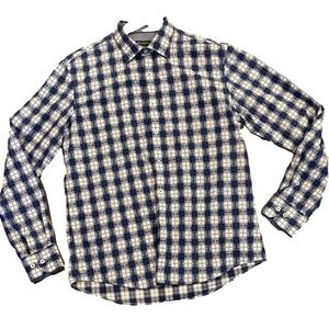 Bugatchi L cotton blue/white geometric patterned dress shirt